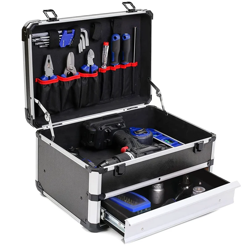 Electric Toolbox Aluminum Case Reinforced Tool Box Organizer Box Large Drawer Tools Storage Case For tools - Image 15