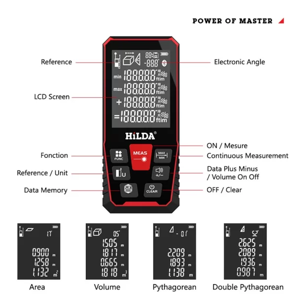 Building Measure Ruler Portable Range Test Finder Backlit LCD Distance Measure Tool Ft/in/Ft/Ft+in - Image 4