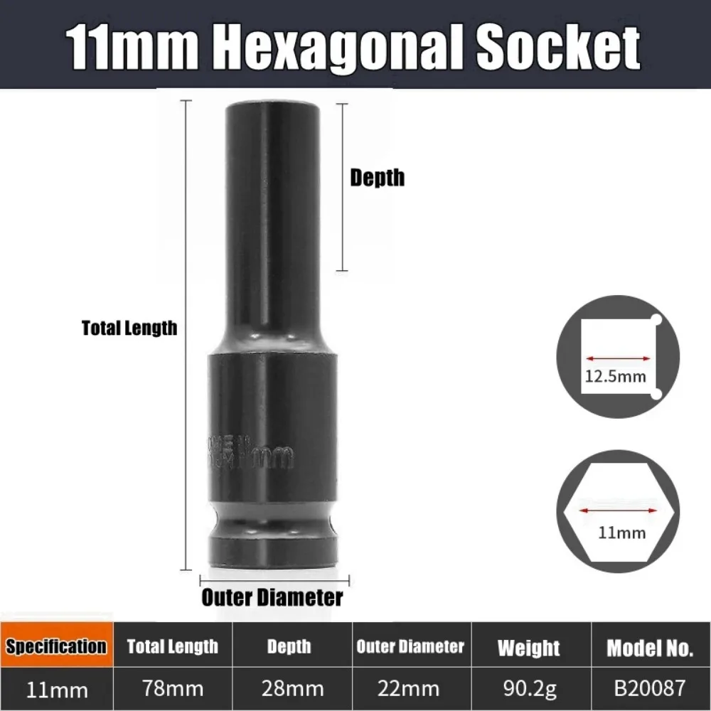 1/2Inch Drive 6-Point Impact Socket Set Drive Metric Wrench Socket Deep Impact Socket - Image 21