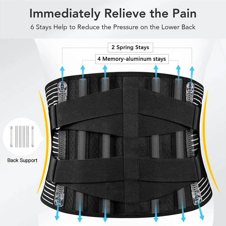 AOLIKES Lower Back Brace with 6 Stays Anti-skid Orthopedic lumbar Support Breathable Waist Support Belt - Image 11