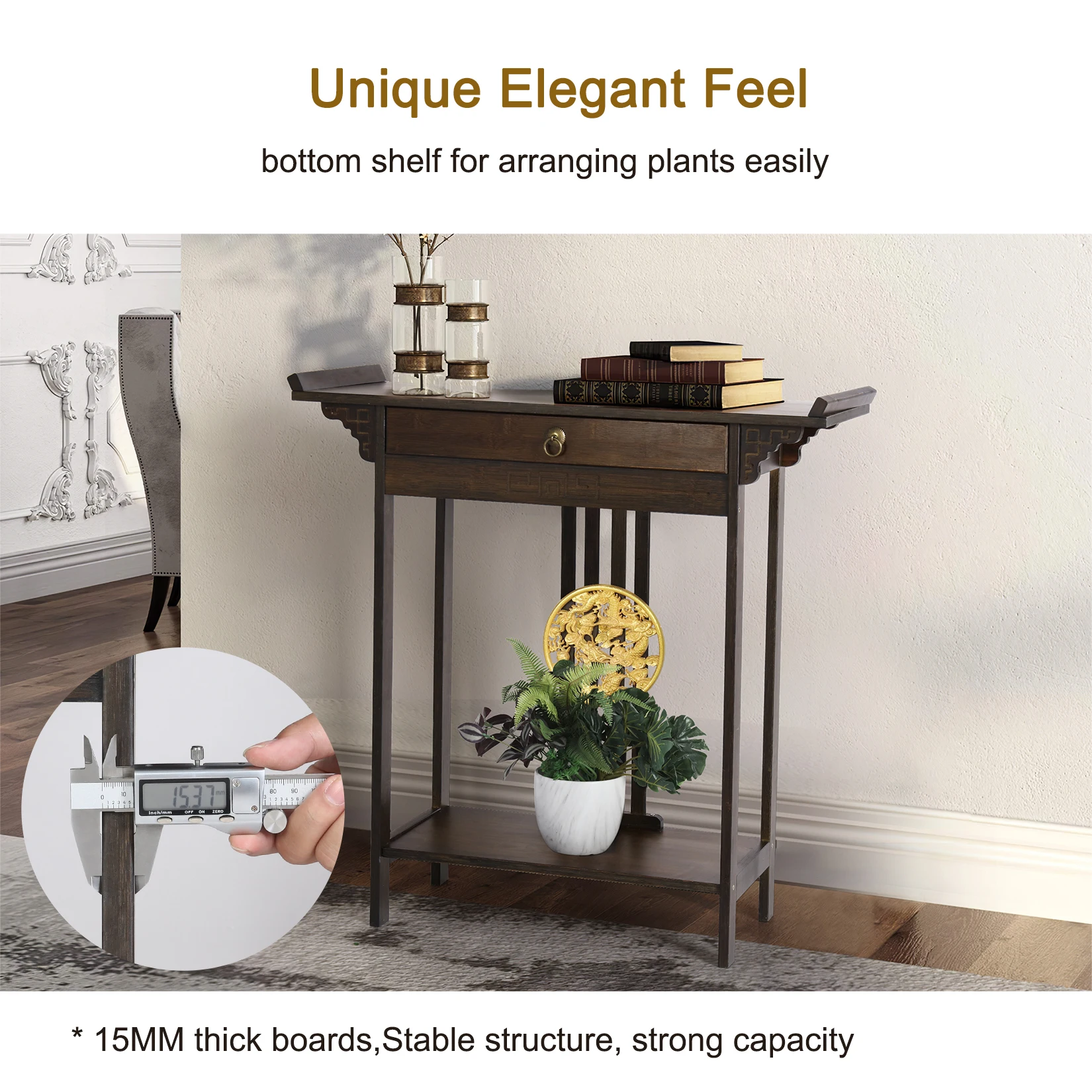 Console Table Chinese Entryway Sofa Side Table Skinny Hallway Table Sofa Table Furniture with Drawer&Shelf - Image 6