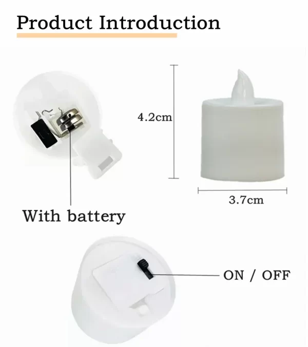50/24PCS LED Simulation Candle with Switch Battery Tealights Candles Flameless Candle Warm Light - Image 12