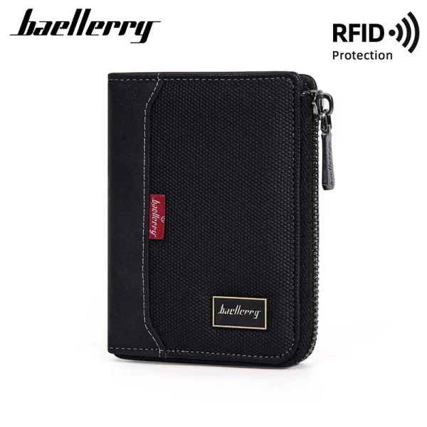 Baellerry RFID Simple Short Men Zipper Wallets Luxury Brand Card Holder Photo Holder Coin Pocket - Image 6