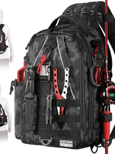 Fishing Backpack Tackle Sling Bag - Fishing Backpack with Rod Holder