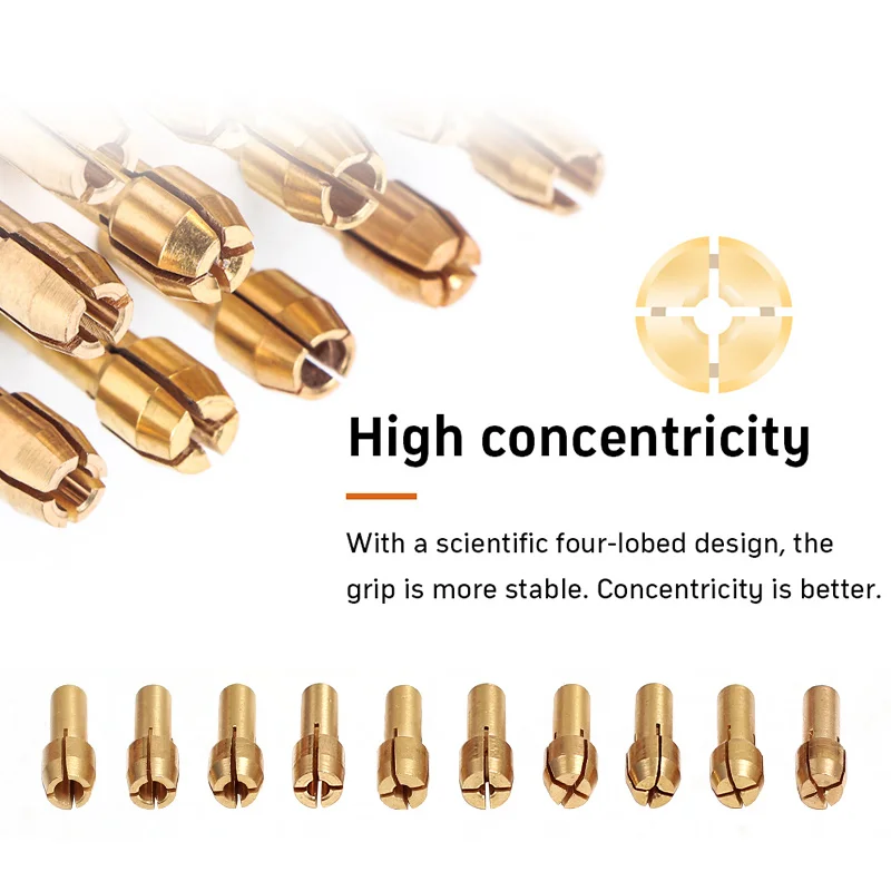 11PCS/lot Mini Drill Brass Collet Chuck for Dremel Rotary Tool 0.5-3.2mm Brass and Nut - Image 2