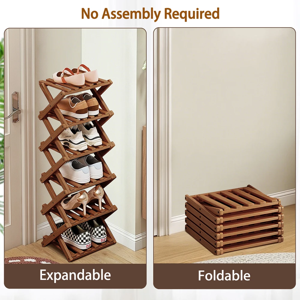 Shoe Rack Bamboo Foldable Storage Shoe Rack Multifunctional Shoe Racks Free Standing Rack - Image 6
