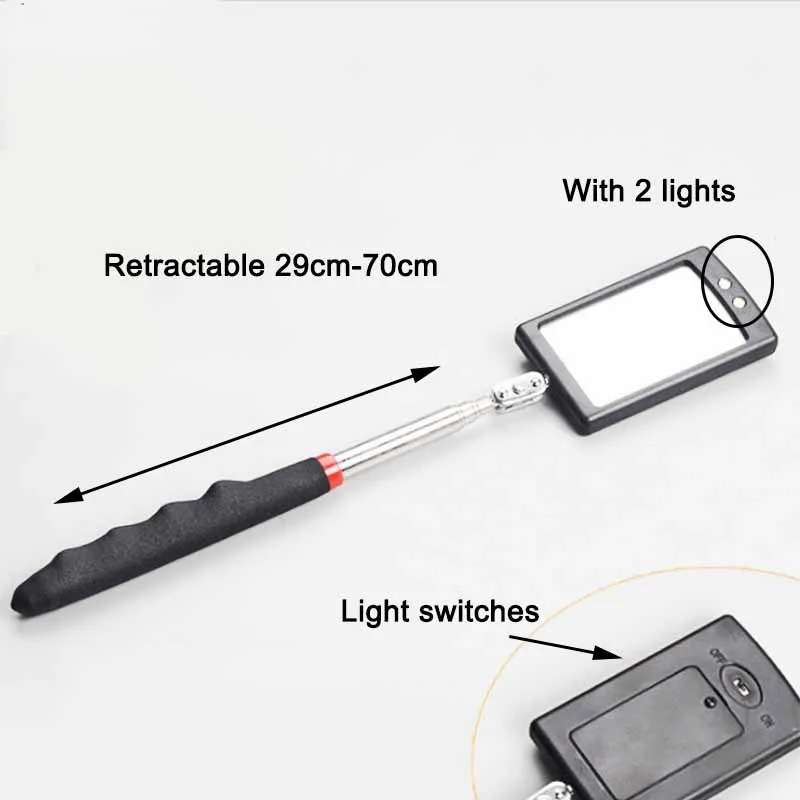 360° Inspection Mirror LED Light Telescoping Mirrors Extend Mechanic Tools Inspection Mirror Telescopic Handle - Image 3