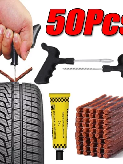 5-50Pcs Car Tire Repair Tool Kit with Rubber Strip Tubeless Tyre Puncture Studding Plug