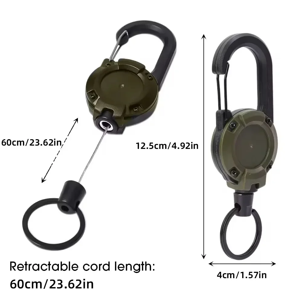 Retractable Heavy Duty Pull Reel Carabiner Strong Steel Wire Rope Buckle Spring Key Ring - Image 15