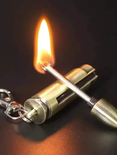 Metal Keychain Match Lighter, Portable Retro Waterproof Lighter,  Emergency Survival Equipment