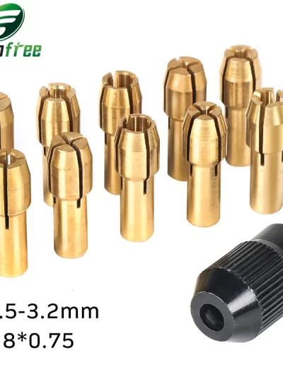 11PCS/lot Mini Drill Brass Collet Chuck for Dremel Rotary Tool 0.5-3.2mm Brass and Nut