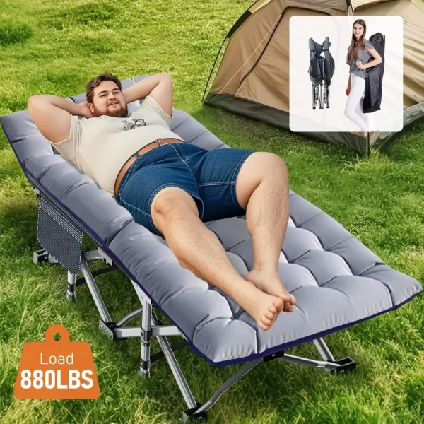 Folding Camping Cot for Adults with Pad, Padded Portable Sleeping Cot - Image 3