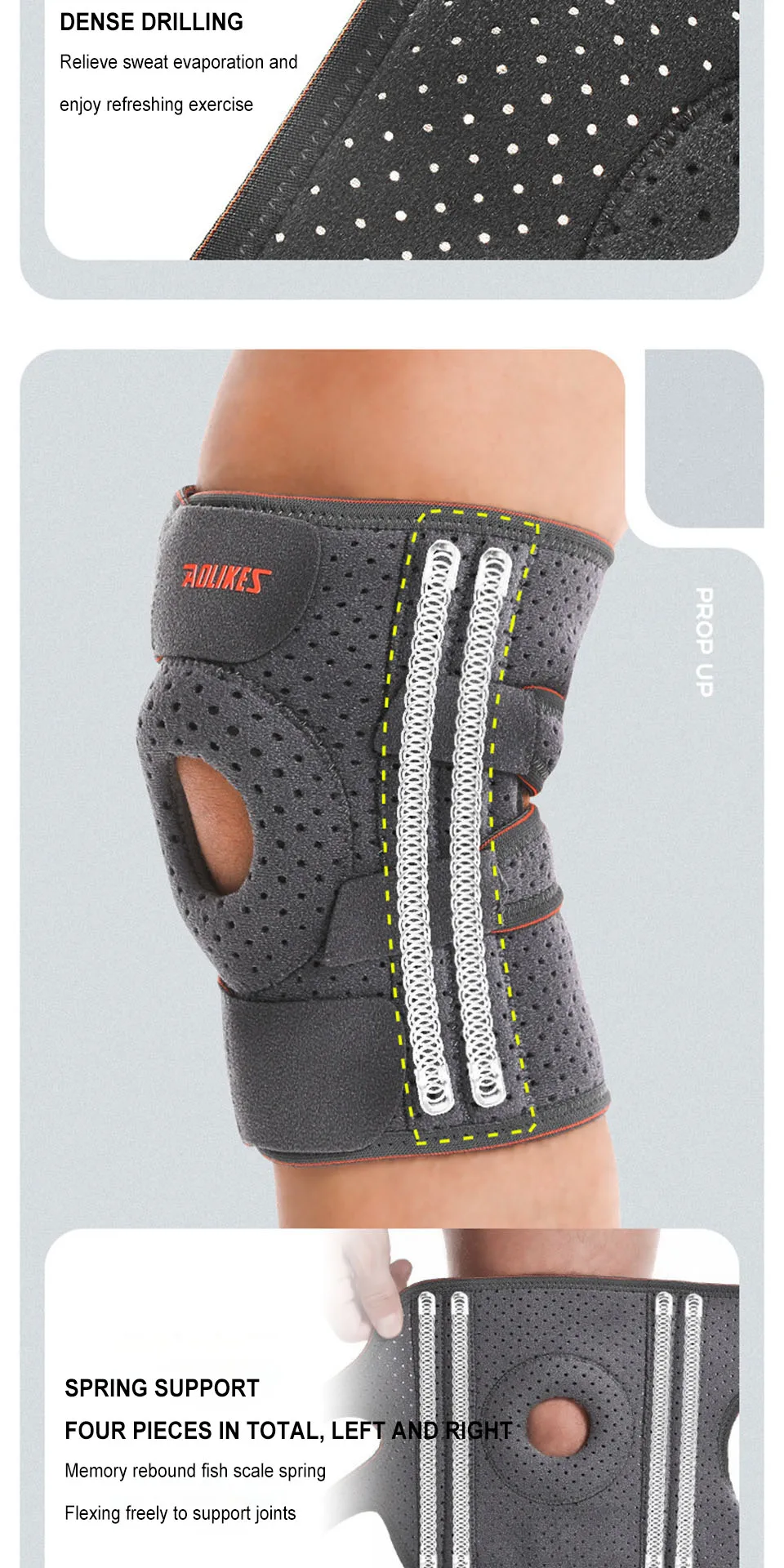 AOLIKES 1PCS NEW Knee Brace with Side Stabilizers & Patella Gel Pads,Knee Support - Image 26