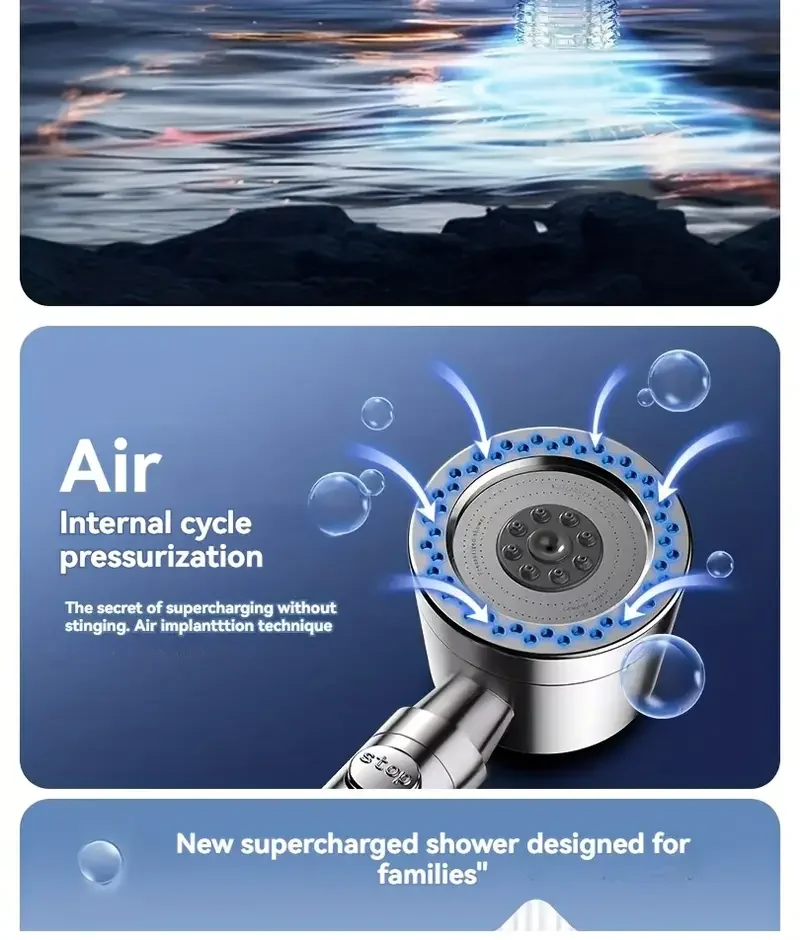 New High Pressure Water Saving Filter Shower Head 5 Modes Handheld Shower Head - Image 18