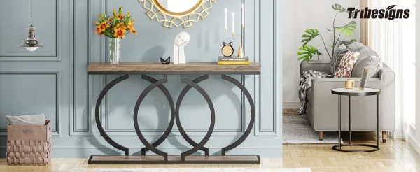 Tribesigns Gold Console Table, 55 inch Faux Marble Entryway Table Narrow Long Sofa Table - Image 12