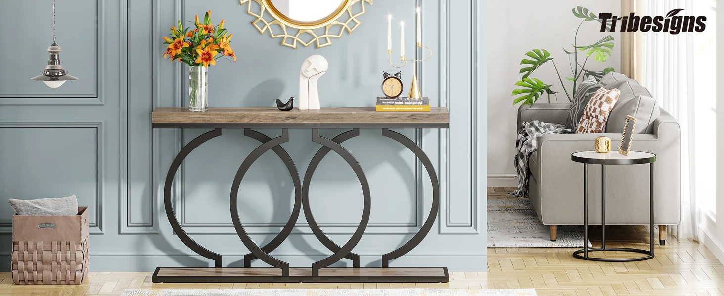 Tribesigns Gold Console Table, 55 inch Faux Marble Entryway Table Narrow Long Sofa Table - Image 12