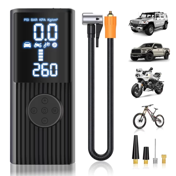 Air Compressor Portable 12V High-Power 22-Cylinder Electric Car Air Pump with Digital Pressure Gauge LED Light and Power Bank - Image 9