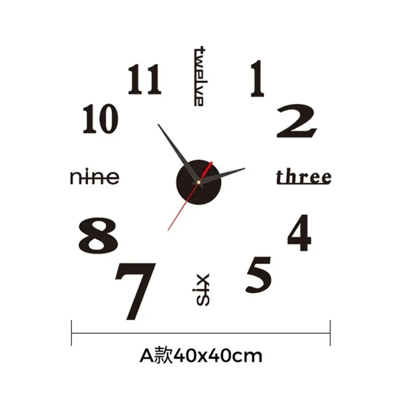 Large Size 3D DIY Silent Wall Clock Black/Gold/Silver Simple Modern Punch-Free Wall Sticker Clock - Image 4