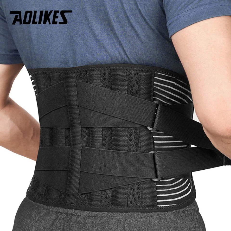 AOLIKES Lower Back Brace with 6 Stays Anti-skid Orthopedic lumbar Support Breathable Waist Support Belt