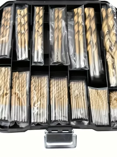50/99pcs Titanium Coated High Speed Steel Drill Bit Set Hex Shaft Straight Spiral Twist Bits
