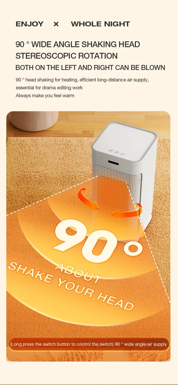 Portable PTC ceramic electric heater with multi-stage adjustment, silent, small household fan - Image 11