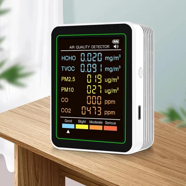 6-in-1 Air Quality Monitor Real-Time Air Quality Tester Portable Temperature Humidity Detector - Image 10