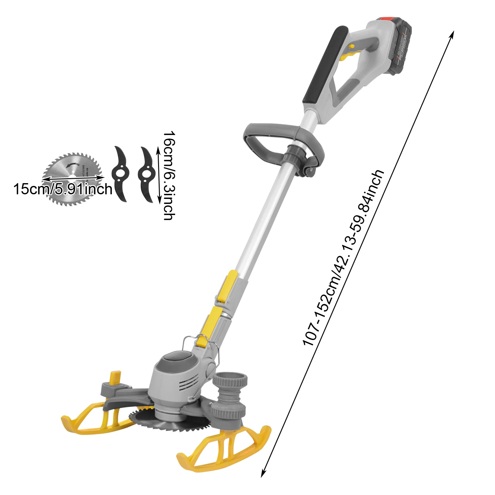 600W Cordless Grass Trimmer Battery Powered Edger Mini-Mower for Lawn Care and Yard Work - Image 2