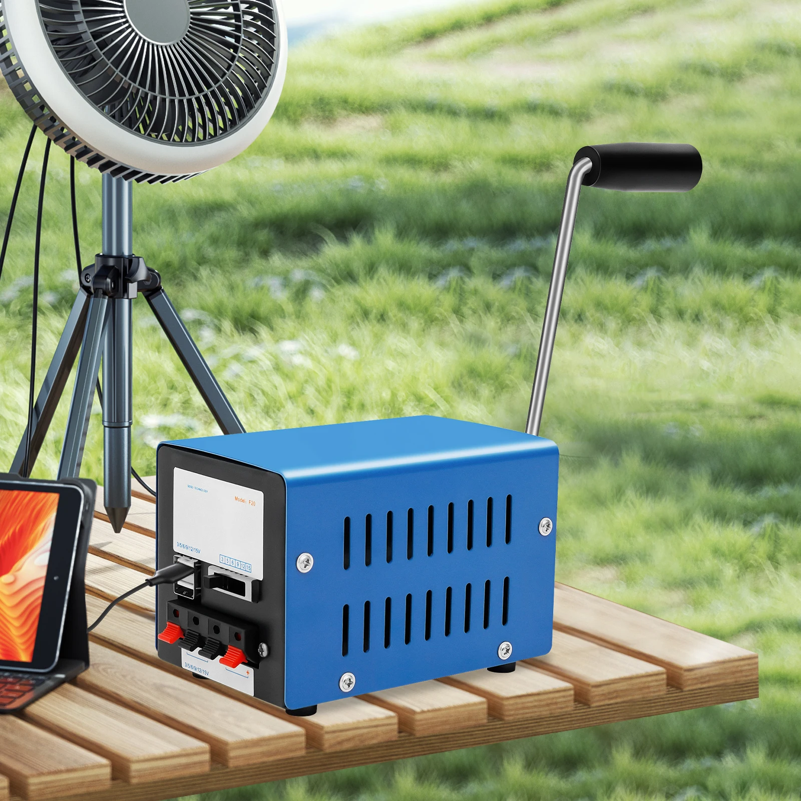 20W Hand Crank Generator, 6 Voltage Options Portable Emergency Charger for Outdoor Survival Emergency Power Bank - Image 19