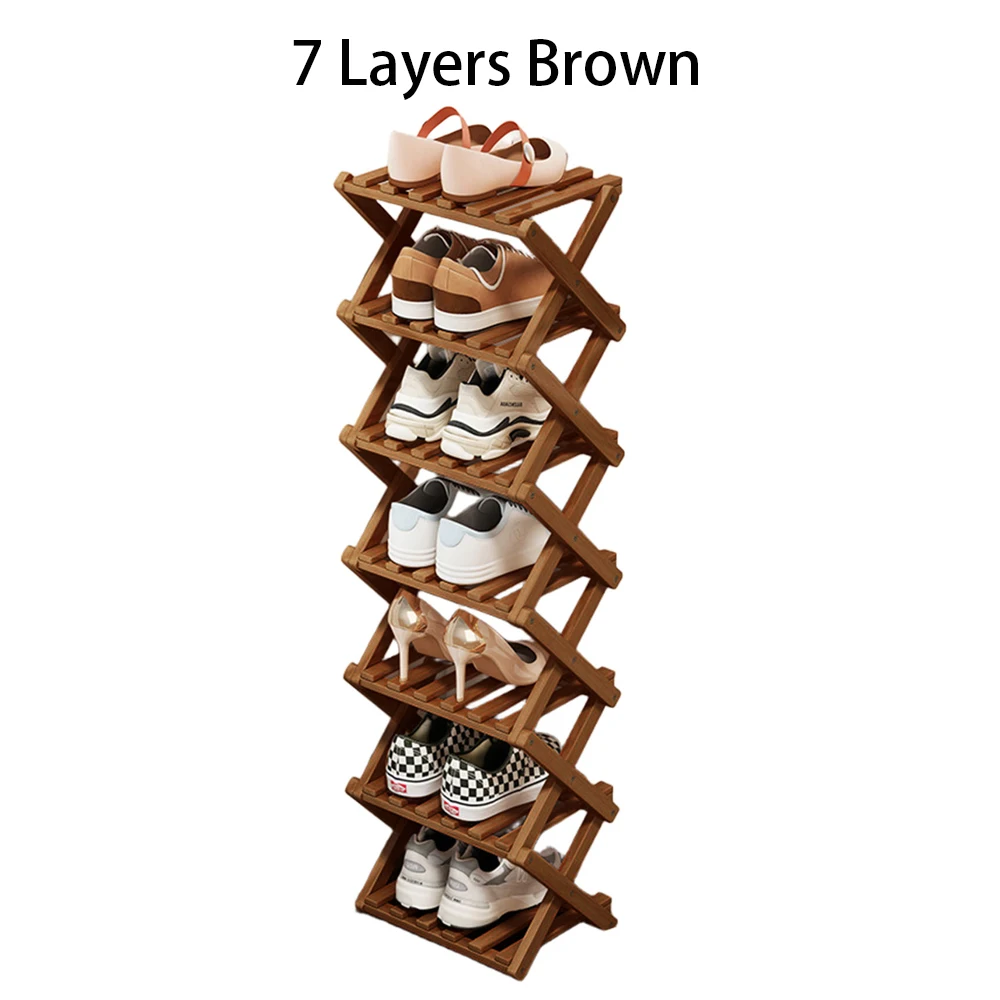 Shoe Rack Bamboo Foldable Storage Shoe Rack Multifunctional Shoe Racks Free Standing Rack - Image 11
