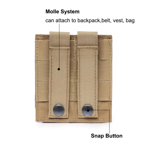 9mm Magazine Pouch Pistol Magazine Bag Tactical Fast Draw Pistol MOLLE Double Mag Pouch EDC Tool Kit Hunting Accessory - Image 5