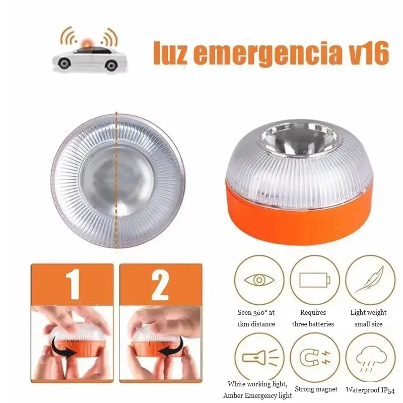 Led Car Emergency Light V16 Flashing Light Magnetic Induction Road Accident Light Portable Strobe Warning Light - Image 14