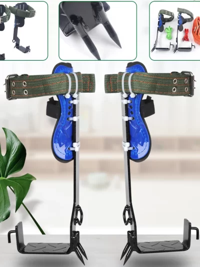 Climbing Spike Set, Safety Belt Straps, Adjustable Lanyard Carabiner，Tree Pole Climbing Spike Set
