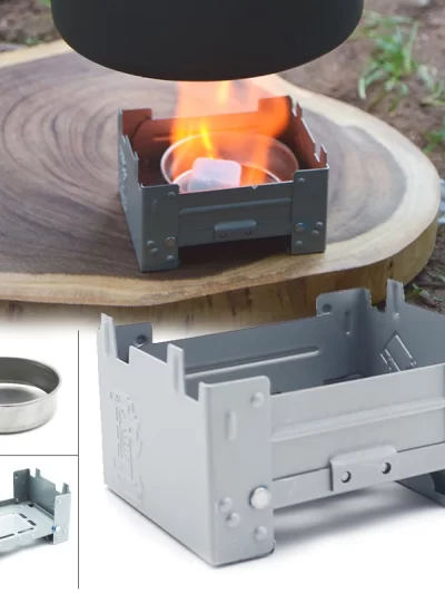 Outdoors Portable Solid Alcohol Fuel Folding Furnace Mini Picnic Burner Galvanized Iron Camping Stove