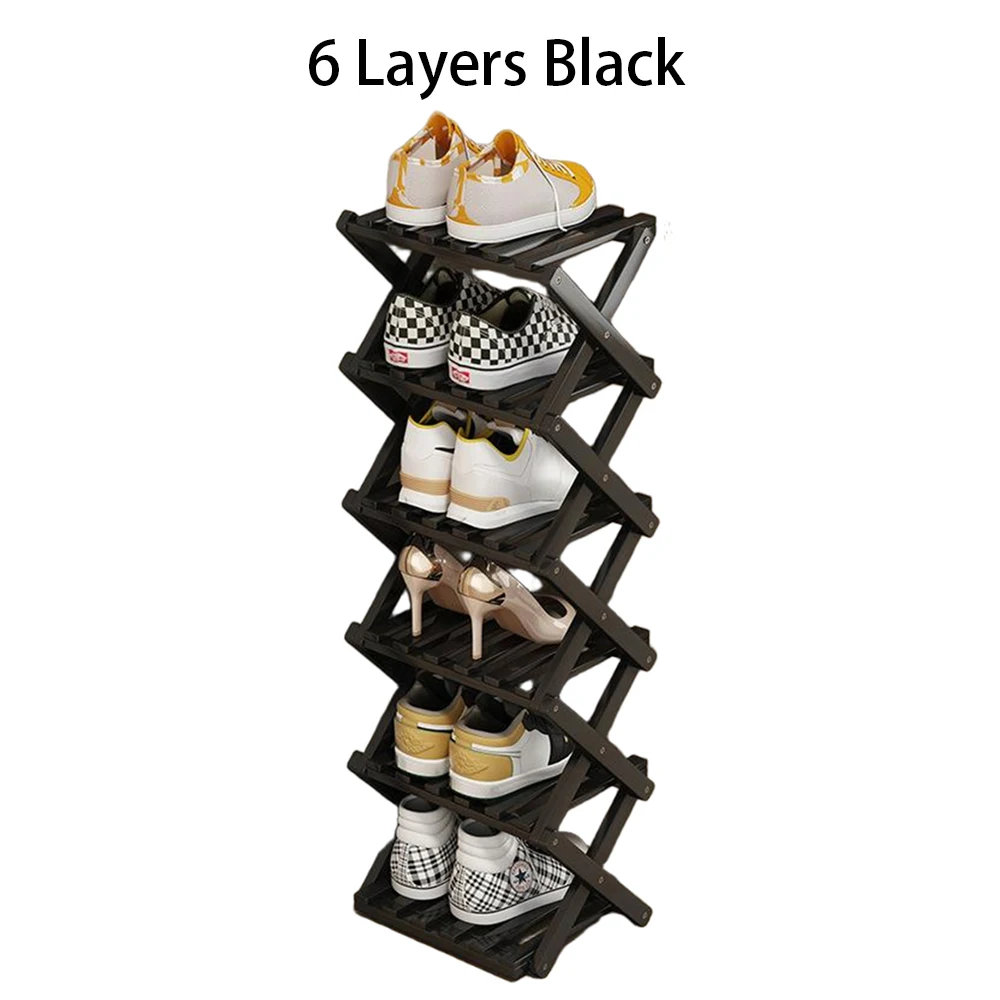 Shoe Rack Bamboo Foldable Storage Shoe Rack Multifunctional Shoe Racks Free Standing Rack - Image 9