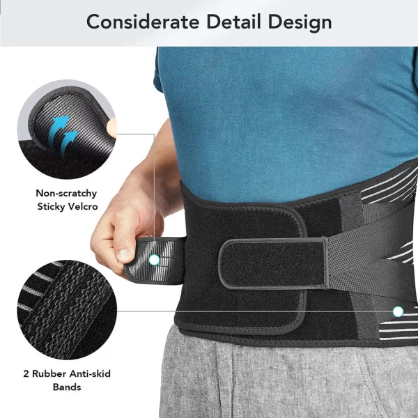 AOLIKES Lower Back Brace with 6 Stays Anti-skid Orthopedic lumbar Support Breathable Waist Support Belt - Image 4