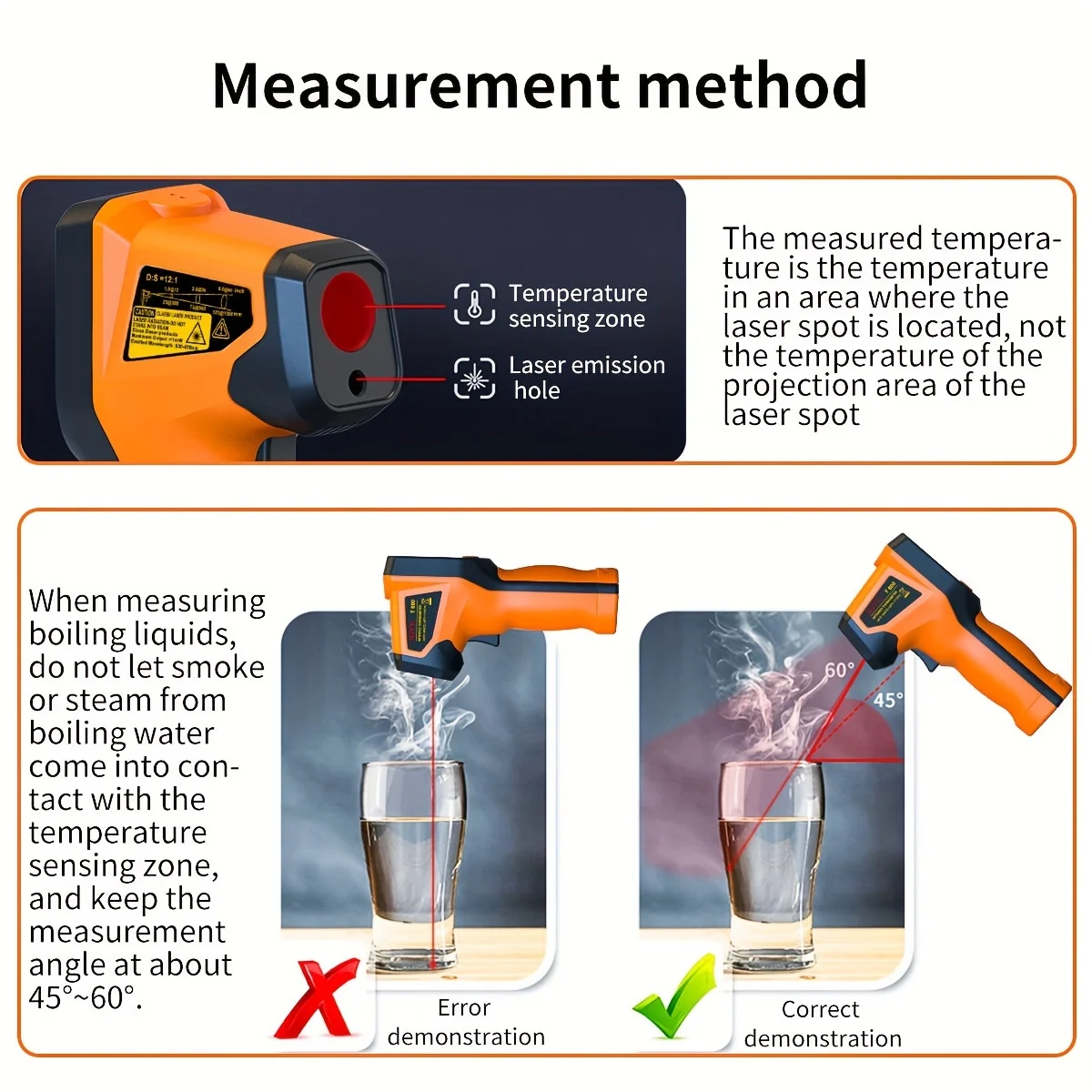 NJTY T600T600A Laser Temperature Gun Infrared Thermometer Sensor Handheld Non-contact IR LCD - Image 10
