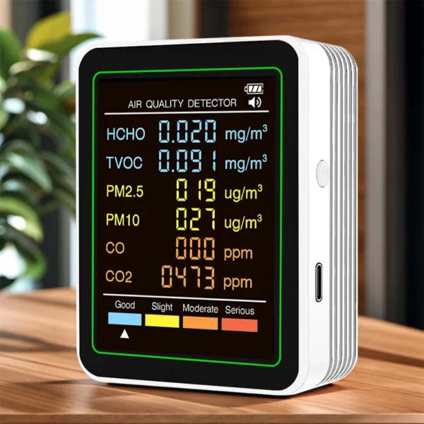 6-in-1 Air Quality Monitor Real-Time Air Quality Tester Portable Temperature Humidity Detector - Image 2