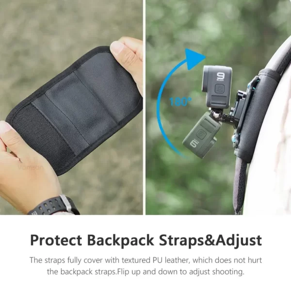 Vamson for Insta360 X3 Accessories 360 Degree Rotary Backpack Clip Clamp Mount for Insta360 One X2 Dji Action 3 2 Go Pro Camera - Image 4