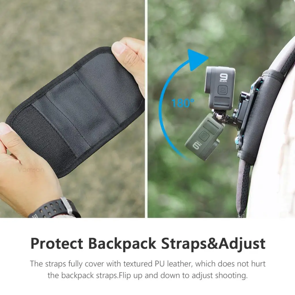 Vamson for Insta360 X3 Accessories 360 Degree Rotary Backpack Clip Clamp Mount for Insta360 One X2 Dji Action 3 2 Go Pro Camera - Image 4