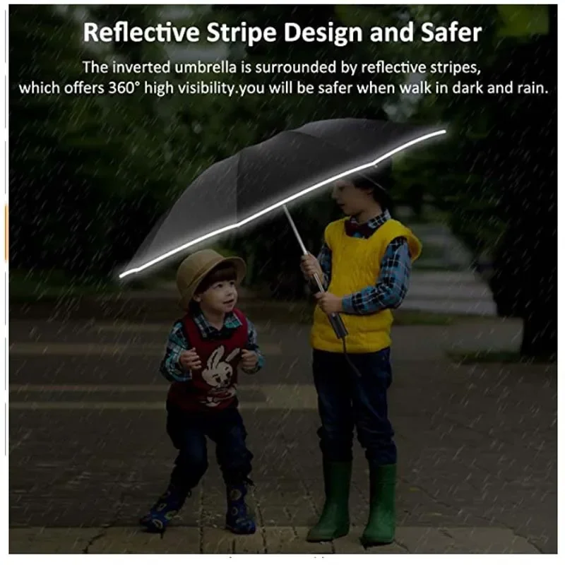 Men Women Umbrella Fully Automatic Reverse Folding Umbrella with Windproof Reflective Stripe UV Umbrellas - Image 21