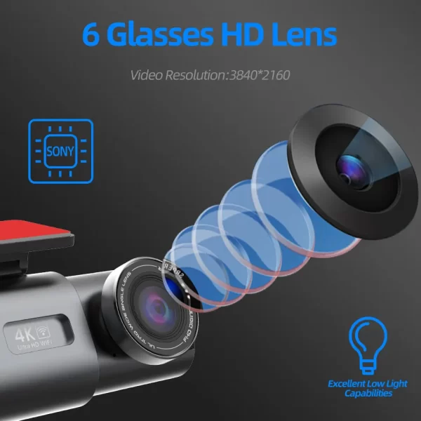 Dash Cam 4K GPS WIFI APP 24H Night Vision Mini Optional Rear Lens Dashcam Car DVR Video Recorder Camera For Car Black Box - Image 20