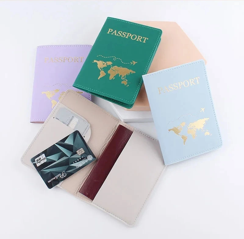 Lover The World Map Passport Cover Hot Stamping Simple Plane Women Men Travel Passport Case - Image 44