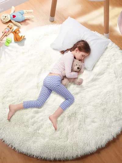 Super Soft Plush Round Rug Mat Fluffy White Carpets For Living Room Home Decor