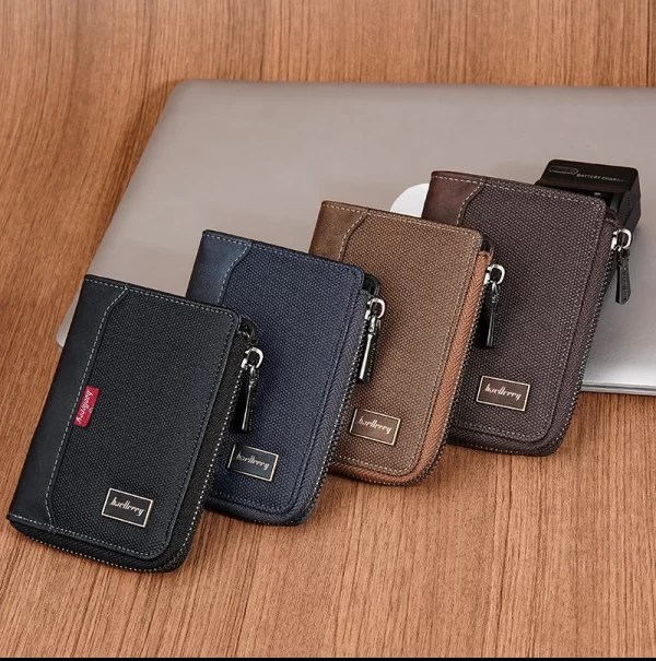 Baellerry RFID Simple Short Men Zipper Wallets Luxury Brand Card Holder Photo Holder Coin Pocket - Image 12
