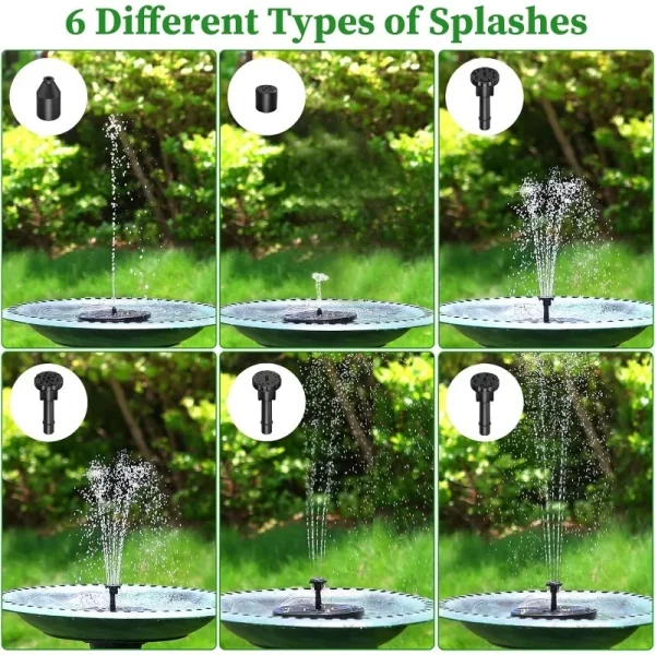 1W/1.5W/2.5W Outdoor Solar Fountain Suitable for Garden Pond Solar Fountain Pump Kit with 6 Nozzles - Image 4