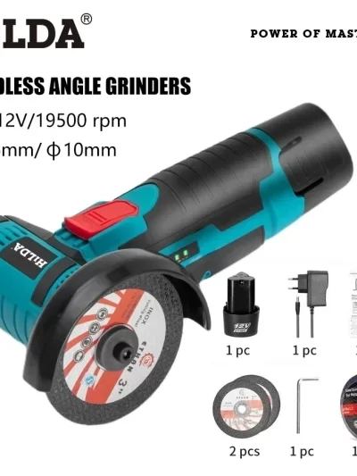 HILDA 12V/3 Inch Lithium Electric Angle Grinder Mini Small Household Handheld Cutting Machine Polishing Machine
