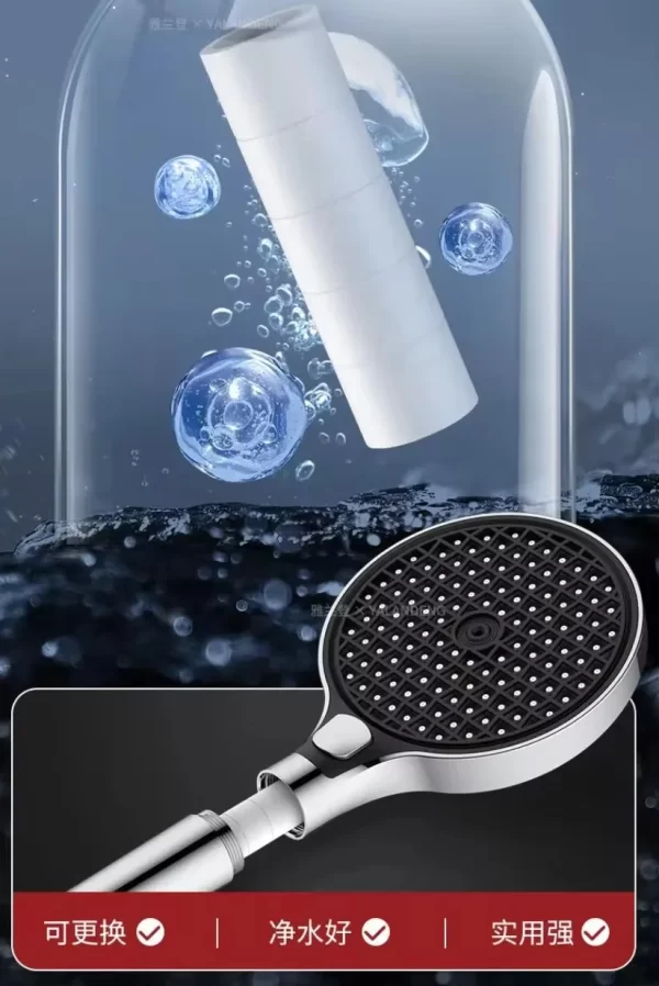 15CM Big Panel High Pressure Shower Head With Filter 3 Modes Large Flow Spray Nozzle Rainfall Shower - Image 6