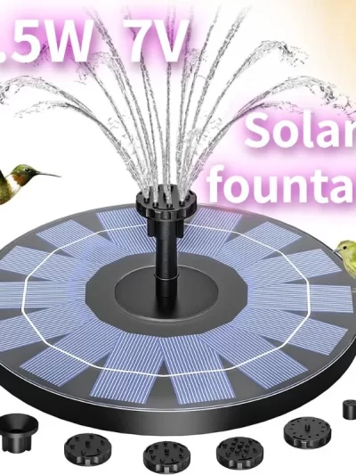 1W/1.5W/2.5W Outdoor Solar Fountain Suitable for Garden Pond Solar Fountain Pump Kit with 6 Nozzles