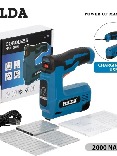 HILDA USBElectric 2-in-1 Air Nail Gun Furniture Pneumatic Gun Wood Frame Stapler Pneumatic Tool Power Tools with 2000pcs Staples