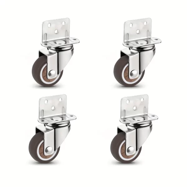 4 Pcs L-Shaped Side Mount Caster Wheels, Soft Rubber Castors Swivel Caster Wheels - Image 8